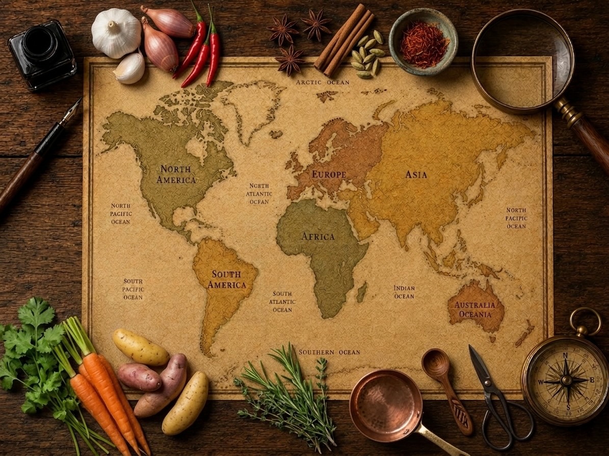 An interactive global gastronomic atlas map workspace