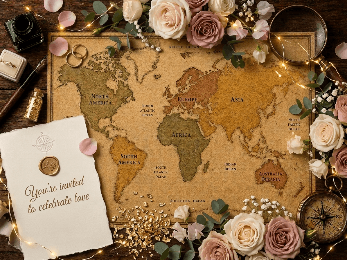 A elegant custom travel atlas map